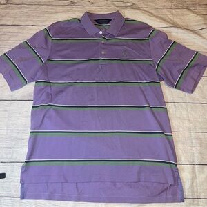 Ralph Lauren Polo Golf Purple Green Shirt M Striped Pima Cotton